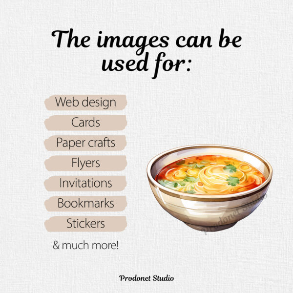 Watercolor Soup PNG Clipart Bundle - Image 6