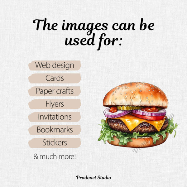Watercolor Fast Food PNG Clipart Bundle - Image 9