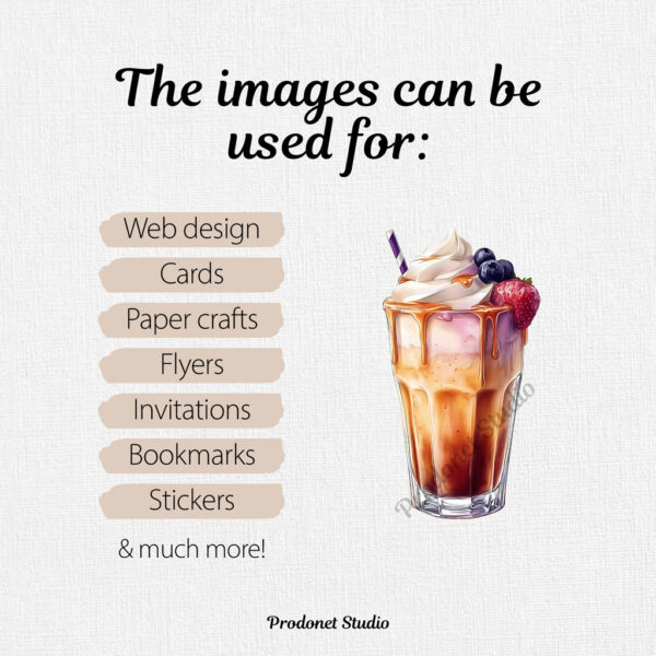 Watercolor Milkshake PNG Clipart Bundle - Image 8