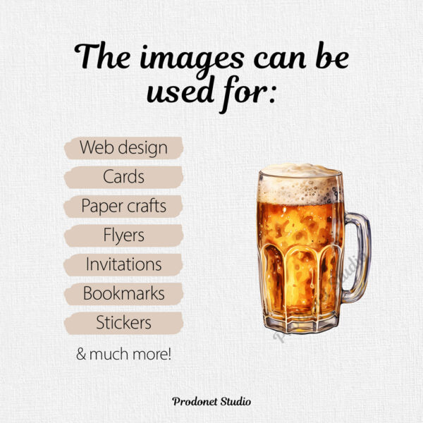 Watercolor Beer Glass PNG Clipart Bundle - Image 7