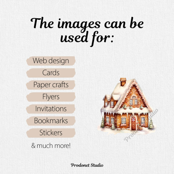 Watercolor Gingerbread House PNG Clipart Bundle - Image 8