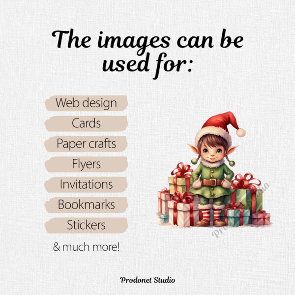 Watercolor Christmas Elf PNG Clipart Bundle - Image 8