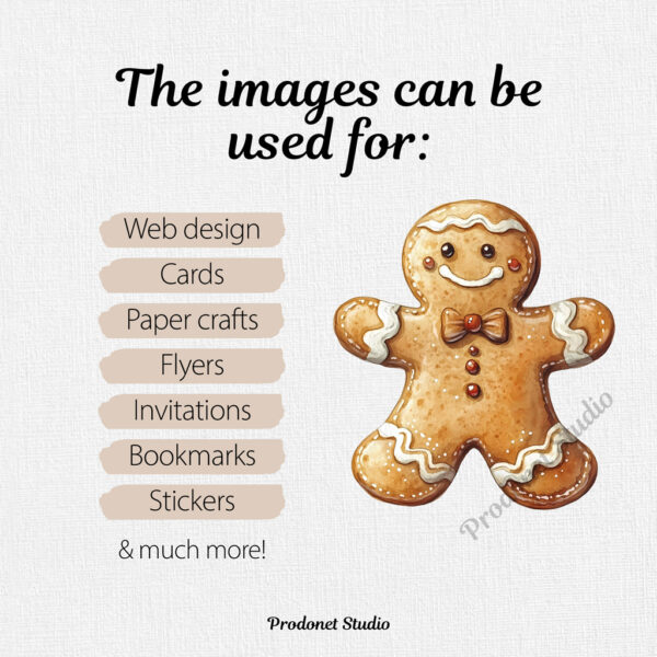 Christmas Gingerbread Man cookie Clipart PNG bundle - Image 7