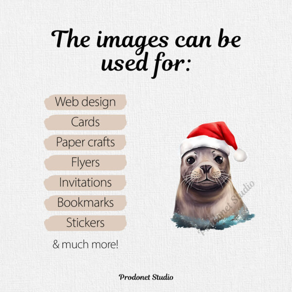 Watercolor Christmas Animals PNG clipart Bundle - Image 8