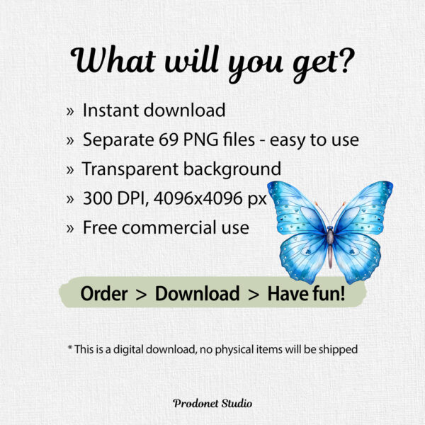 Watercolor Butterfly PNG Clipart Bundle #1 - Image 9