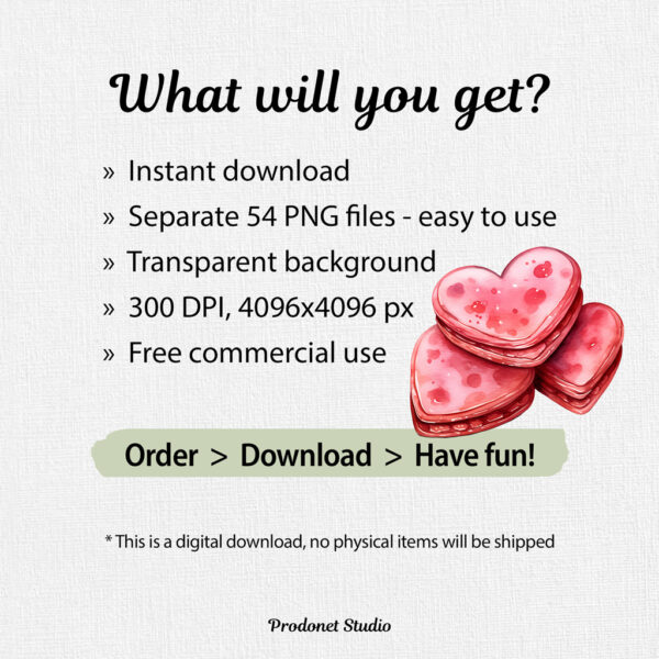 Watercolor Valentine’s Day Sweets PNG Clipart Bundle - Image 9