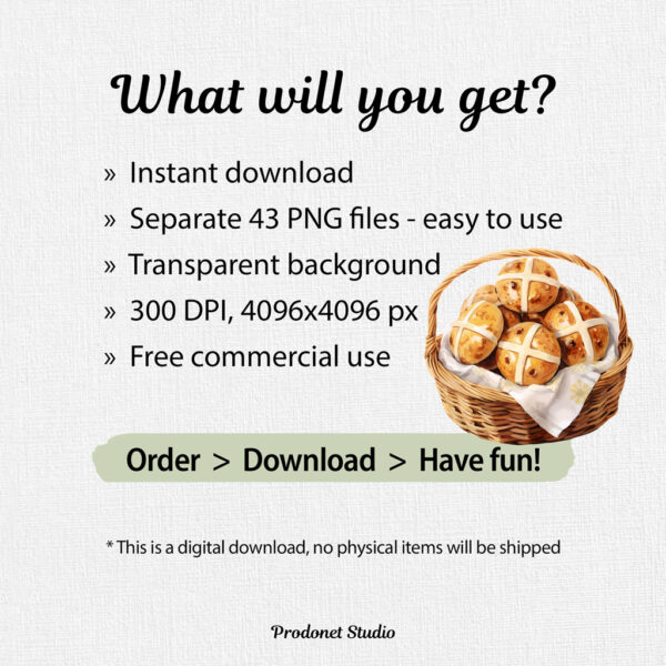 Watercolor Hot Cross Buns PNG Bundle - Image 9