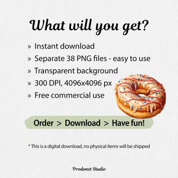 Watercolor Donut Clipart PNG bundle - Image 8