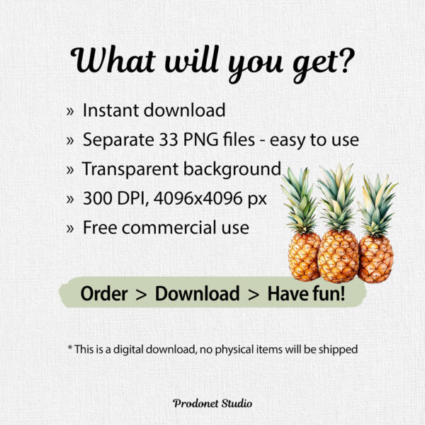 Watercolor Pineapple PNG Bundle - Image 8