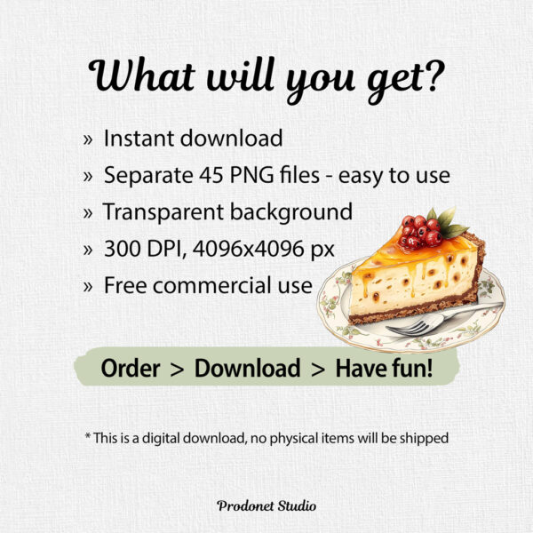 Watercolor Cheesecake PNG Clipart Bundle #2 - Image 9