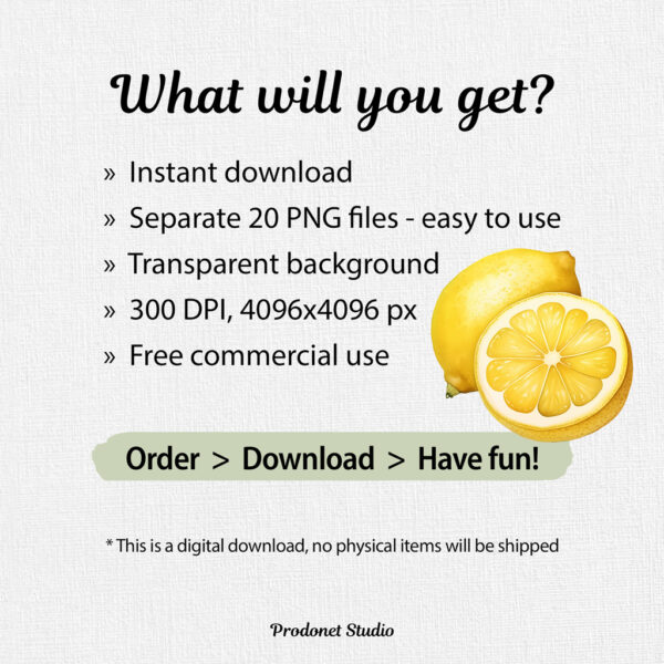 Watercolor Lemon PNG Clipart Bundle - Image 8
