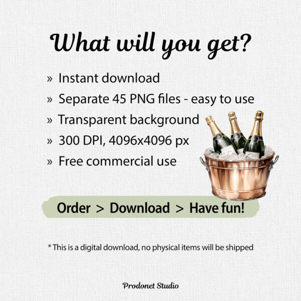 Watercolor New Year's Eve PNG Clipart Bundle #2 - Image 9