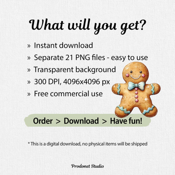 Christmas Gingerbread Man cookie Clipart PNG bundle - Image 8