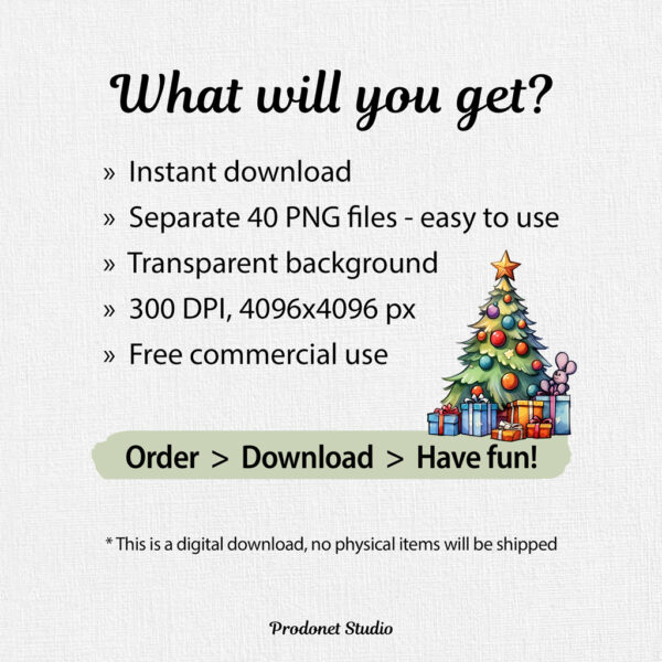 Watercolor Christmas tree PNG Clipart Bundle - Image 8