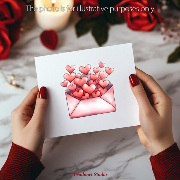 Watercolor Valentine’s Day Love Letter PNG Clipart Bundle - Image 9