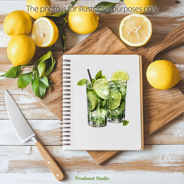 Watercolor Mojito PNG Clipart Bundle - Image 9