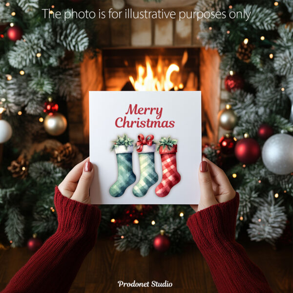 Watercolor Christmas Socks PNG Clipart Bundle - Image 8