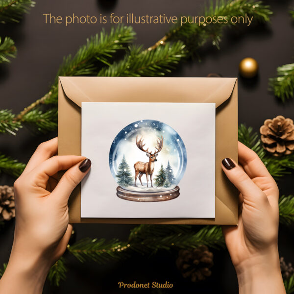 Watercolor Christmas Snow Globe PNG Clipart Bundle - Image 6