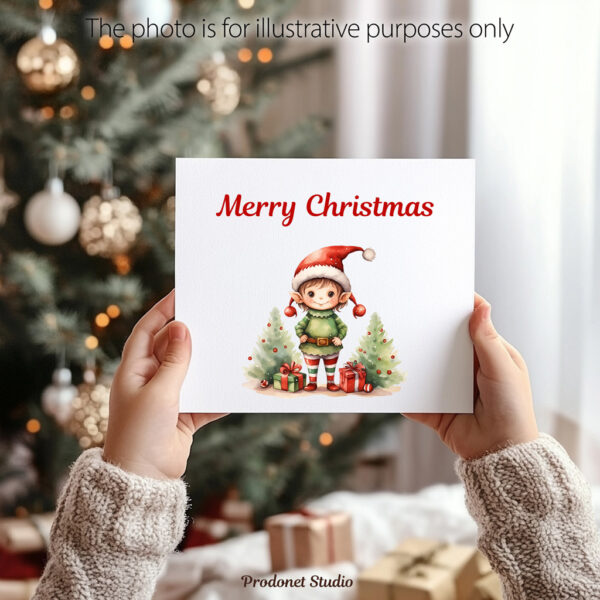 Watercolor Christmas Elf PNG Clipart Bundle - Image 10