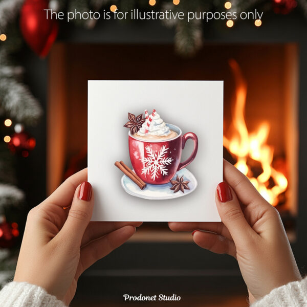 Watercolor Christmas Hot Chocolate PNG clipart Bundle - Image 9
