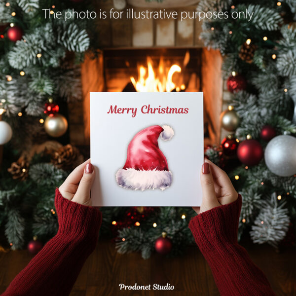 Watercolor Christmas Santa Claus Hat PNG Clipart Bundle - Image 8