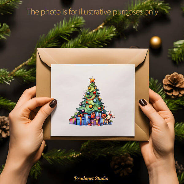 Watercolor Christmas tree PNG Clipart Bundle - Image 10