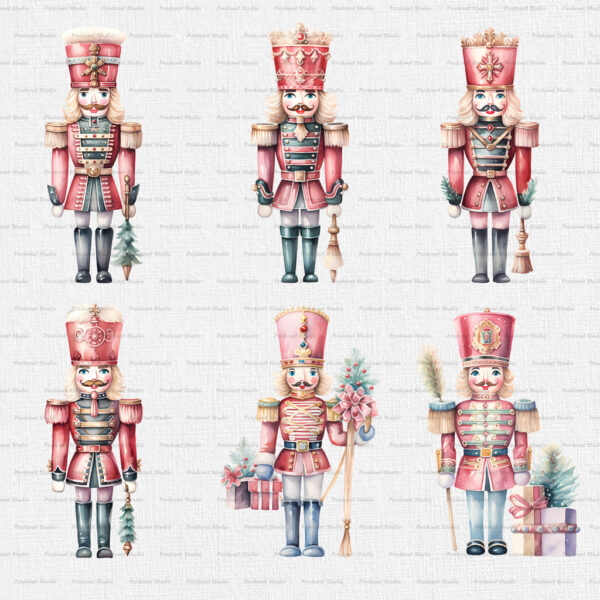 Watercolor Christmas Nutcracker PNG clipart Bundle - Image 3