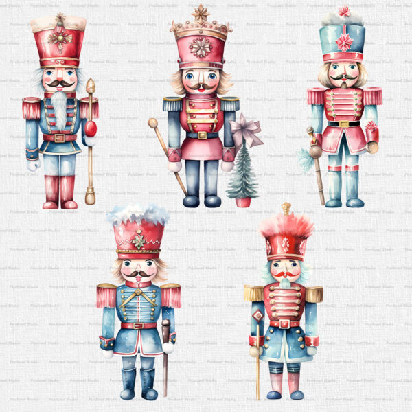 Watercolor Christmas Nutcracker PNG clipart Bundle - Image 2